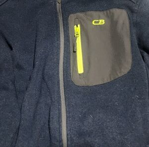 Navy and Black Zip-Up Jacket with Neon Accents